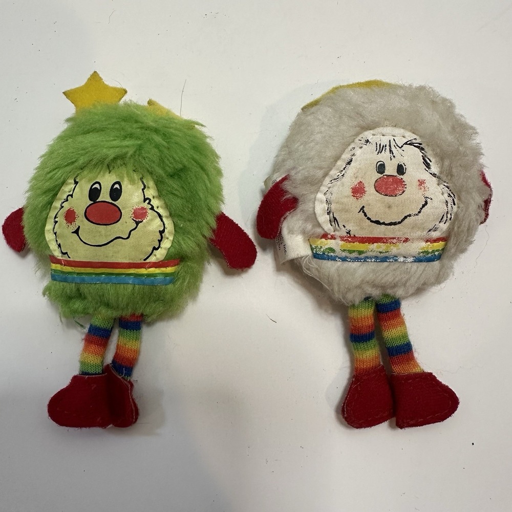 Vintage Rainbow‎ Brite mini Sprite plush 2 Twink Hallmark 1983 4" Green & White